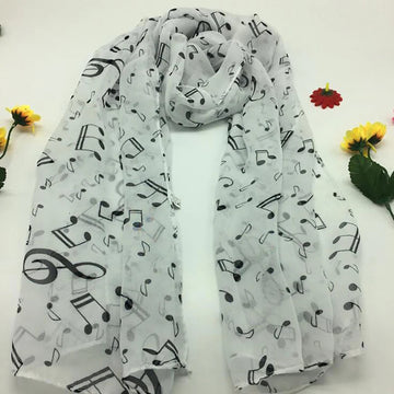 Ladies Summer Musical Note Chiffon Scarf MALAYEL