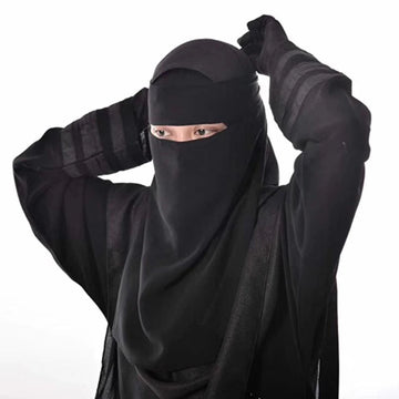 Black Chiffon Niqab Tie Back Scarf for Women MALAYEL