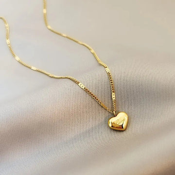 Gold-color Peach Heart Chain Necklace MALAYEL