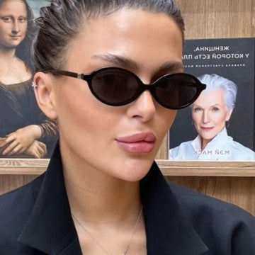 Sexy Small Oval Leopard Sunglasses Women Lovely Ins No Makeup Plain Glasses Frame Eyewear Cute Decorative Computer Glasses Men MALAYEL