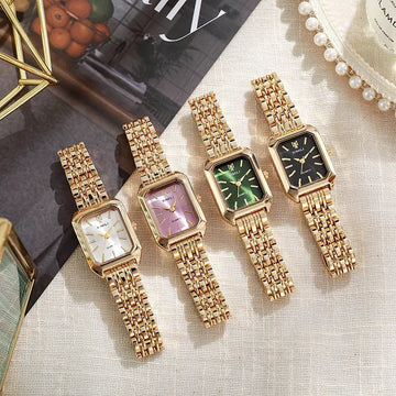 Luxury Women's Square Quartz Watch – Stainless Steel Strap MALAYEL