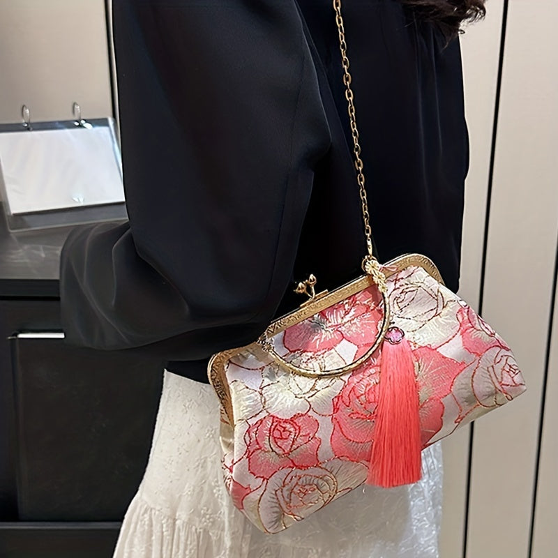 Floral Hanfu Crossbody & Clutch – Elegant Style with Kiss Lock MALAYEL