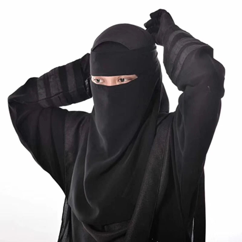 Black Chiffon Niqab Tie Back Scarf for Women MALAYEL