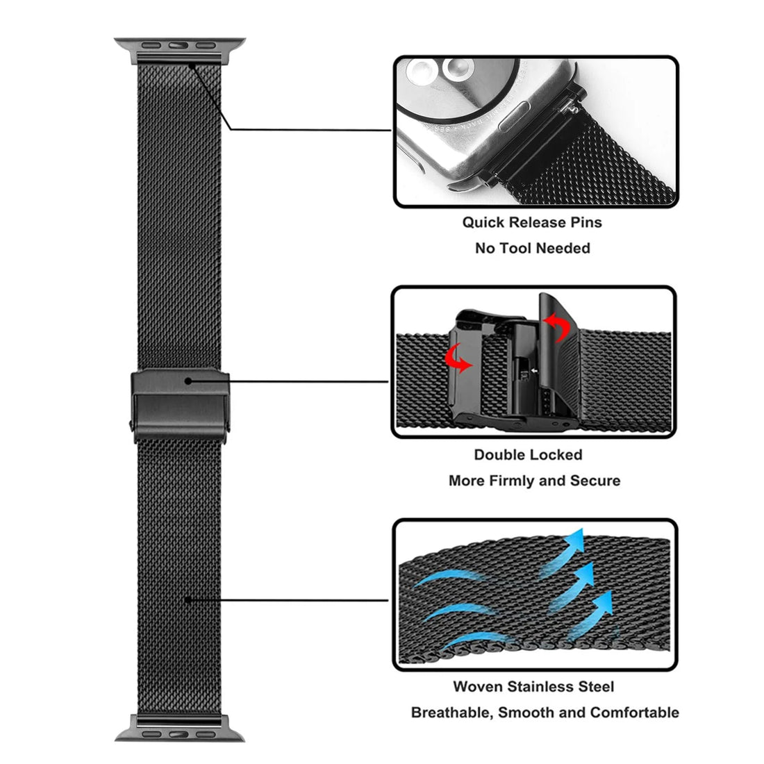 Milanese Metal Strap for Apple Watch (Series 3-7 & SE) MALAYEL