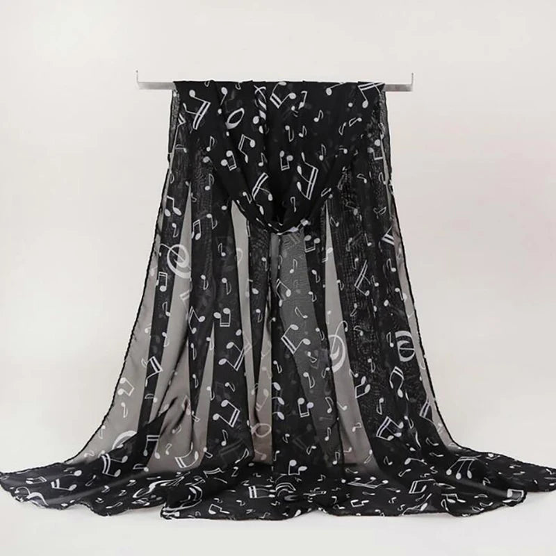 Ladies Summer Musical Note Chiffon Scarf MALAYEL