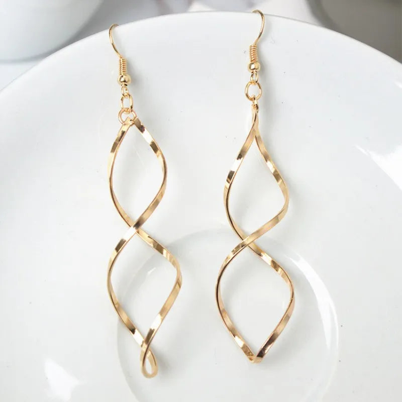 Spiral Wave Dangle Earrings MALAYEL