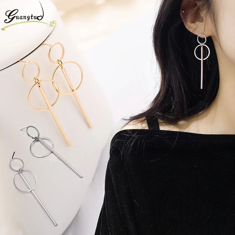 Geo Double Circle Tassel Earrings for Women MALAYEL