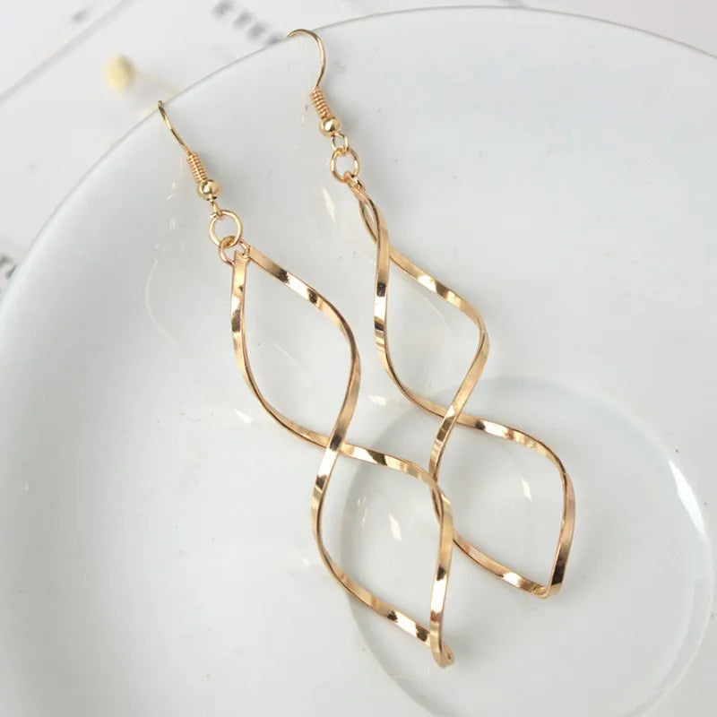 Spiral Wave Dangle Earrings MALAYEL