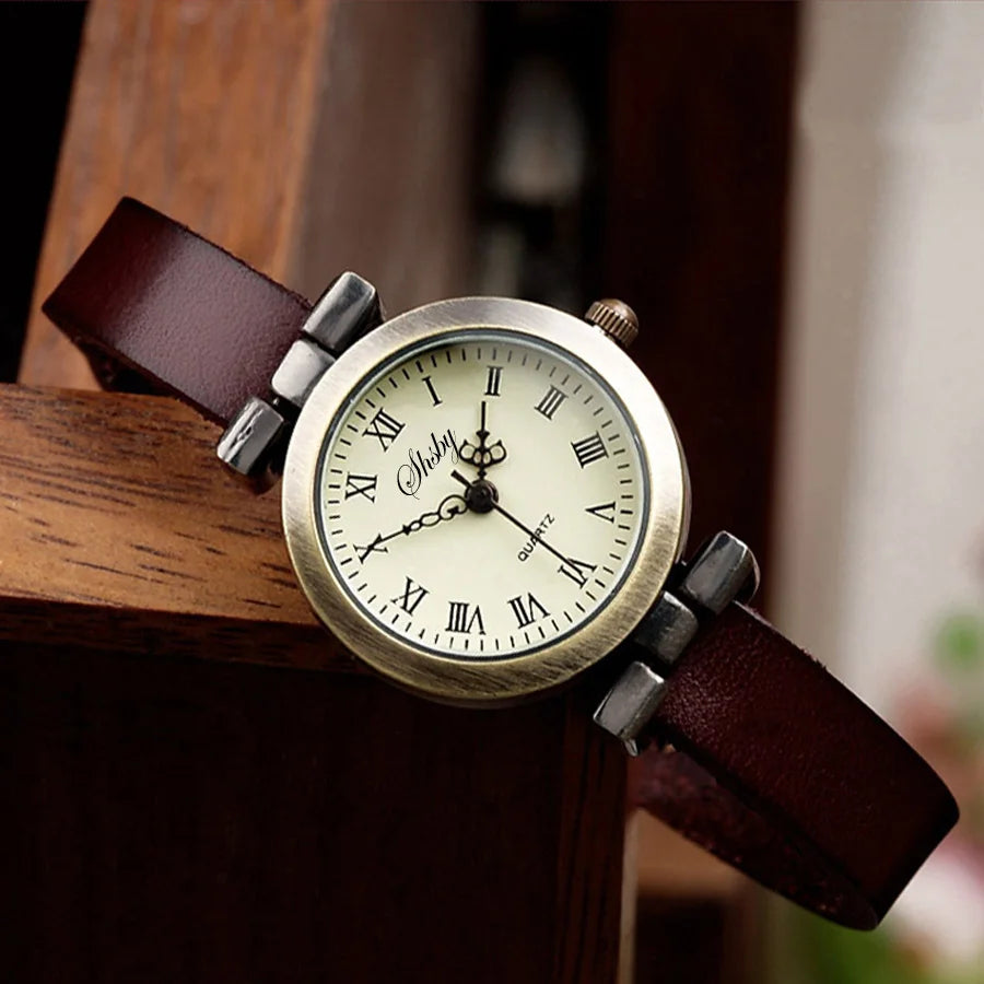 SHSBY Women’s Vintage Leather Dress Watch MALAYEL