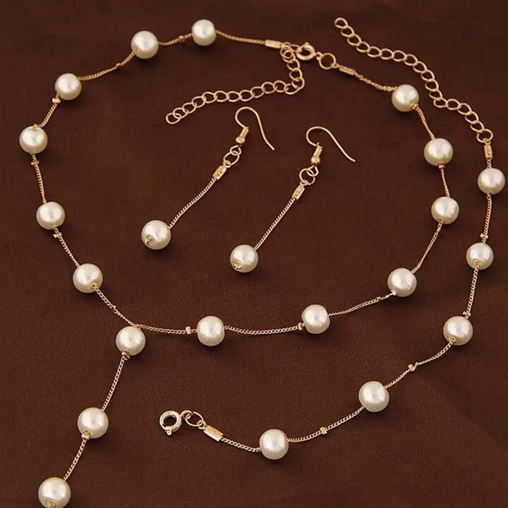 4pcs Gold-color Necklace Earring Bracelet Set MALAYEL