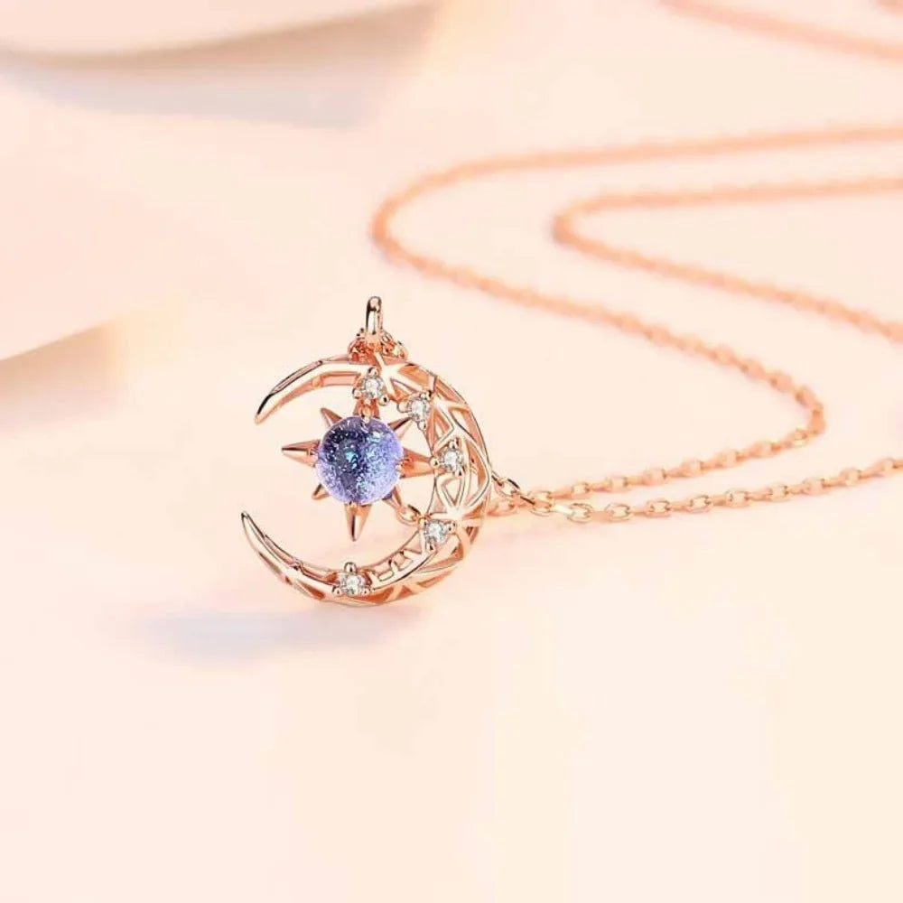 Moonstone Star Sun Moon Pendant Necklace MALAYEL