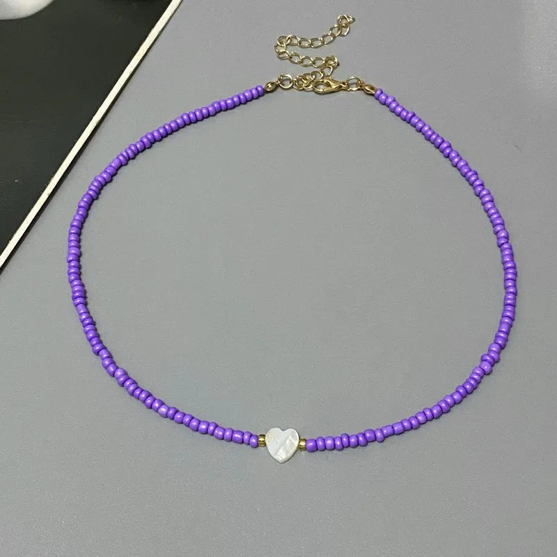 Colorful Shell Heart Choker Necklace MALAYEL