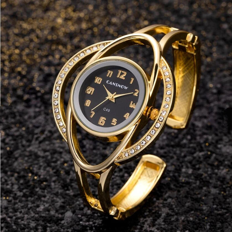 Luxury Steel Women’s Quartz Bangle Watch with Bracelet MALAYEL