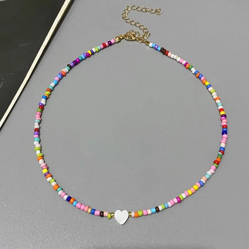Colorful Shell Heart Choker Necklace MALAYEL