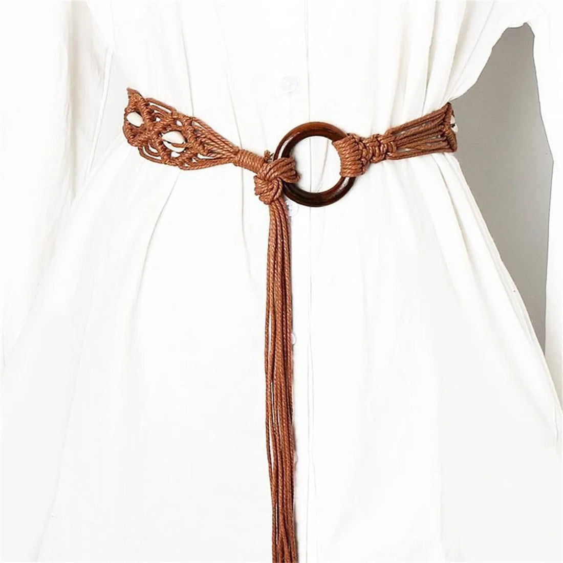 Vintage Round Buckle Braided Wide Belt MALAYEL