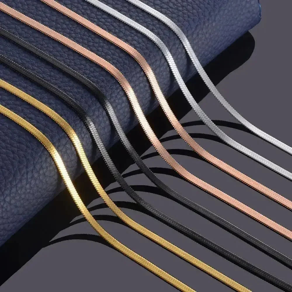 Gold-Tone Waterproof Stainless Steel Snake Chain Necklace – Multiple Lengths MALAYEL