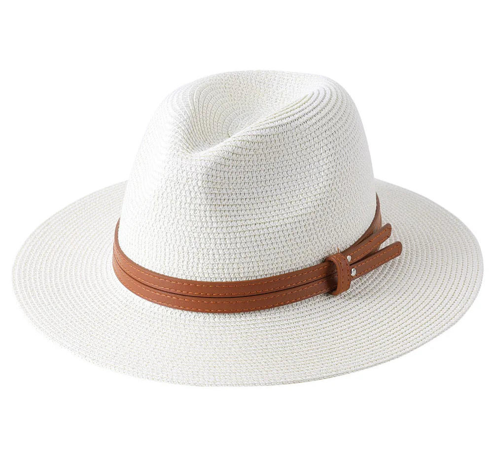 Natural Panama Wide Brim Straw Hat For Women UV Protection MALAYEL