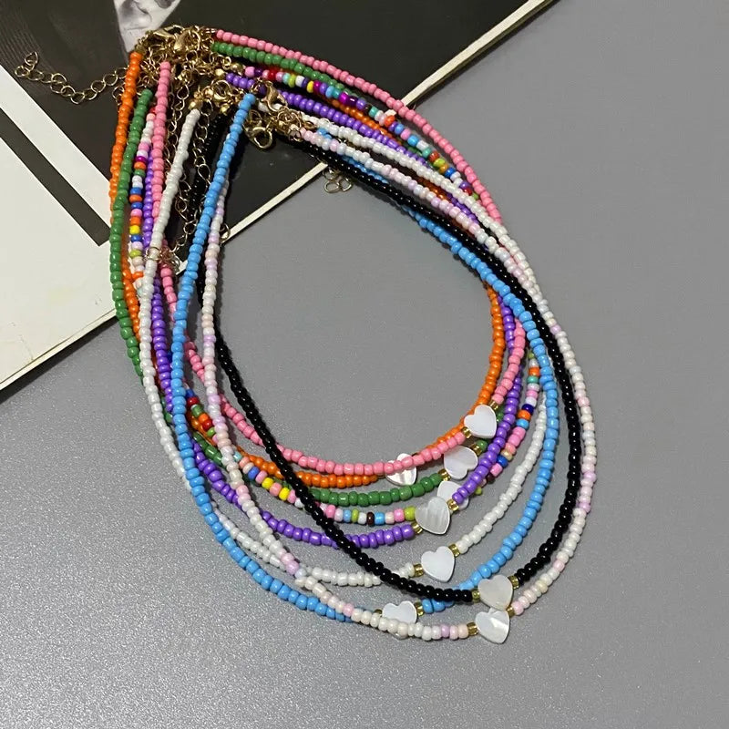 Colorful Shell Heart Choker Necklace MALAYEL
