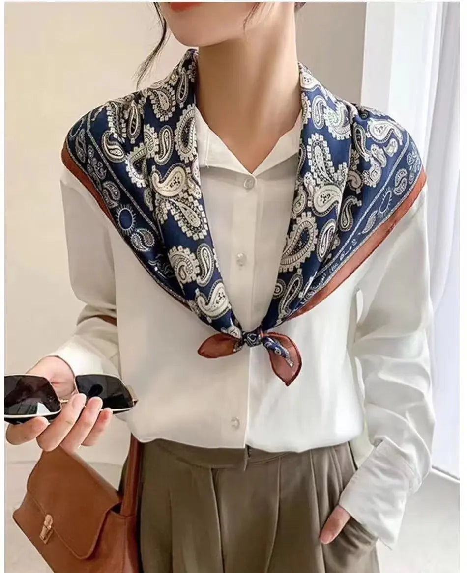 Multi-Floral Imitation Silk Scarf for Women MALAYEL