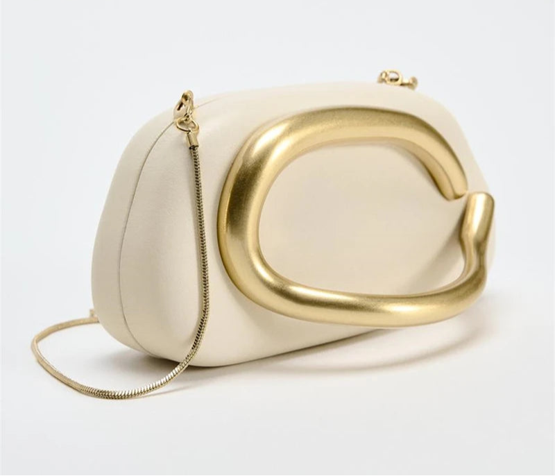 Gold Metal Closure Clutch Bag for Women MALAYEL