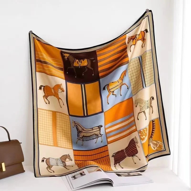 Multi-Floral Imitation Silk Scarf for Women MALAYEL