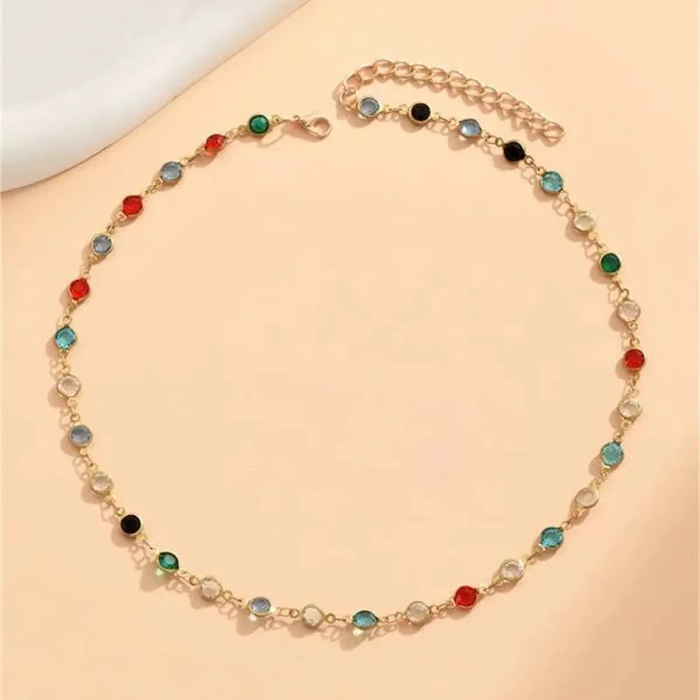 New Vintage Color Crystal Choker Necklace MALAYEL