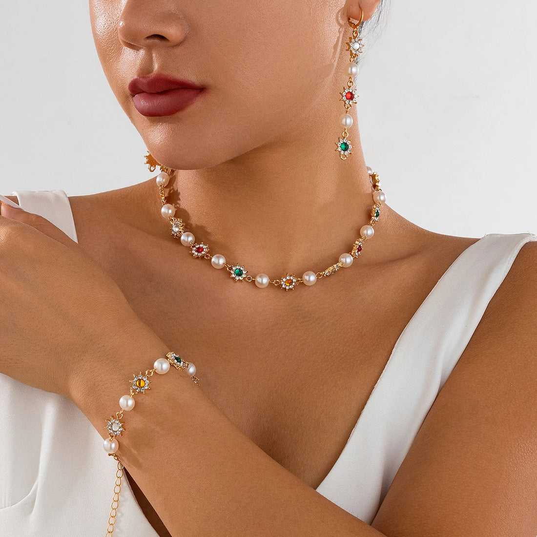 Luxury Colorful Rhinestone Jewelry Set MALAYEL