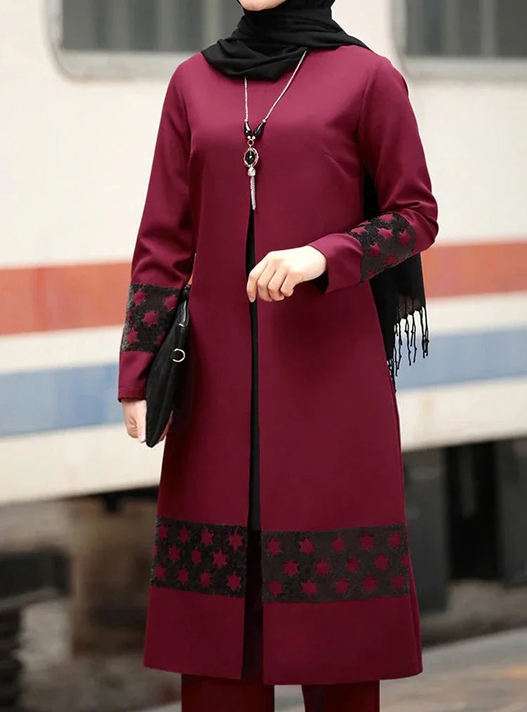 Chiffon Muslim 2-Piece Set – Long Top & Pants Abaya MALAYEL
