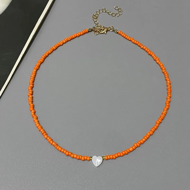 Colorful Shell Heart Choker Necklace MALAYEL