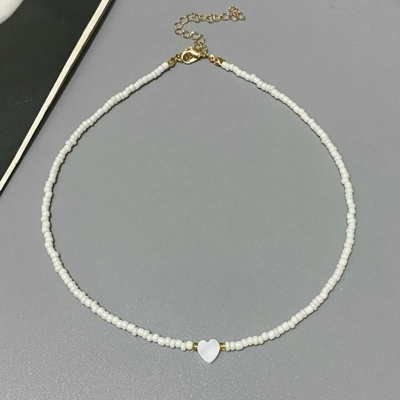 Colorful Shell Heart Choker Necklace MALAYEL