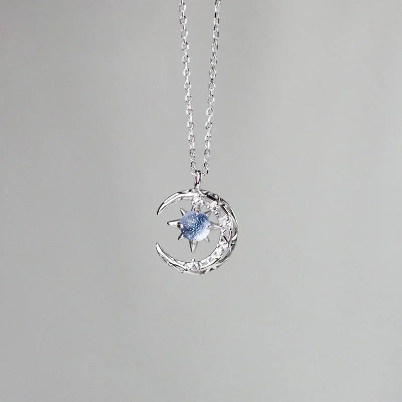 Moonstone Star Sun Moon Pendant Necklace MALAYEL
