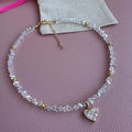 Vintage Zircon Heart Pendant Necklace MALAYEL