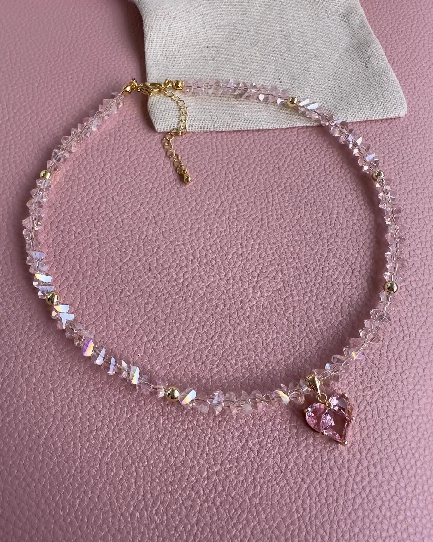 Vintage Zircon Heart Pendant Necklace MALAYEL