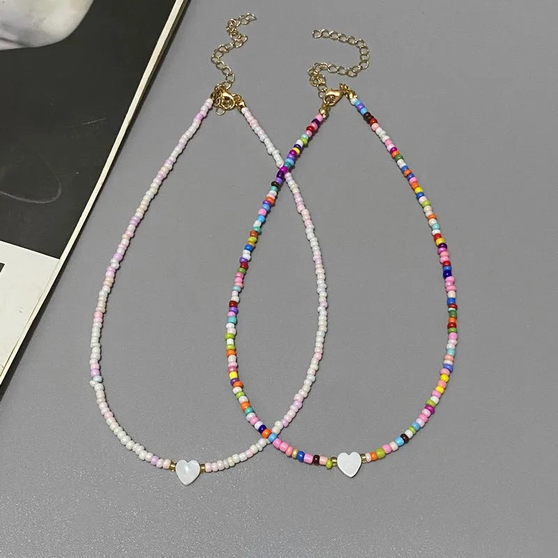 Colorful Shell Heart Choker Necklace MALAYEL