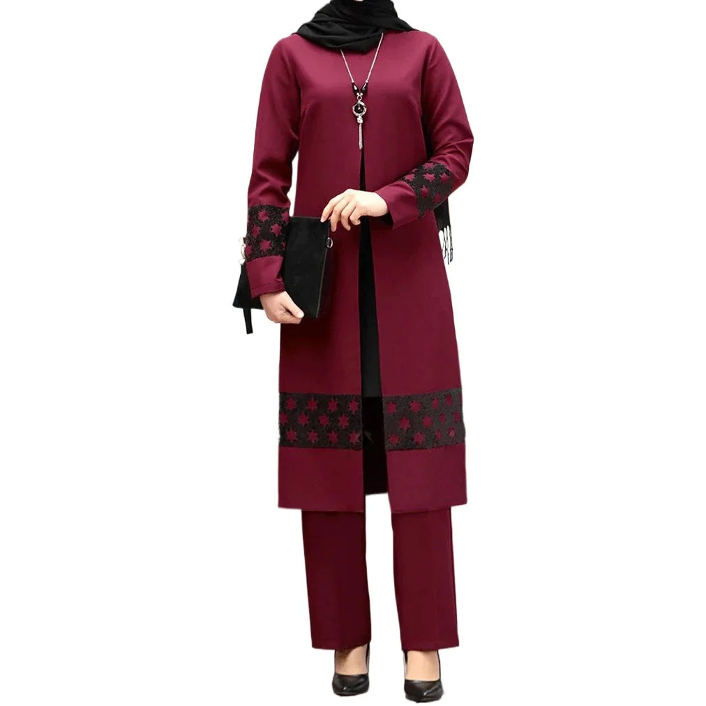Chiffon Muslim 2-Piece Set – Long Top & Pants Abaya MALAYEL
