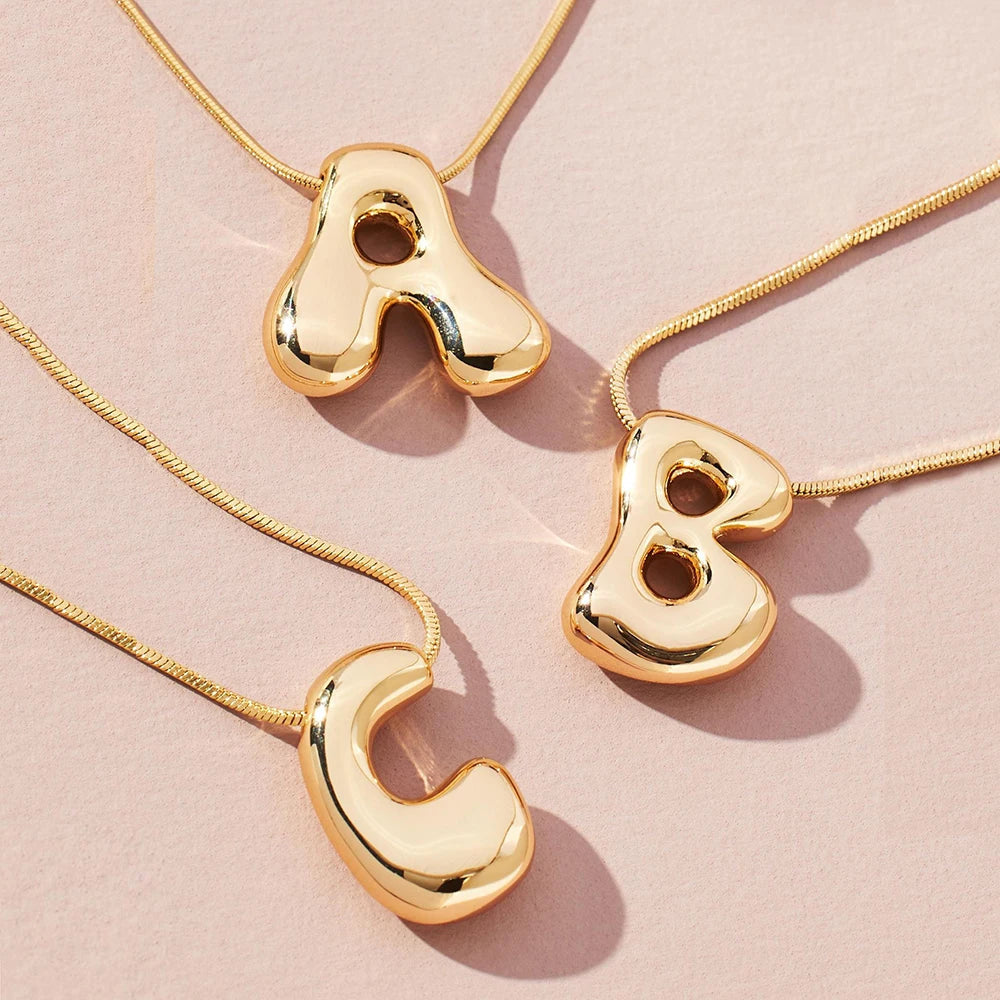 Golden Initial Pendant Necklace Alphabet Chain MALAYEL