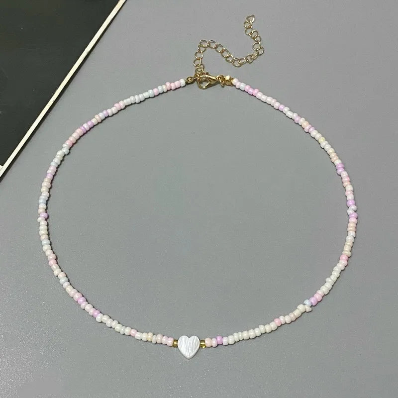 Colorful Shell Heart Choker Necklace MALAYEL