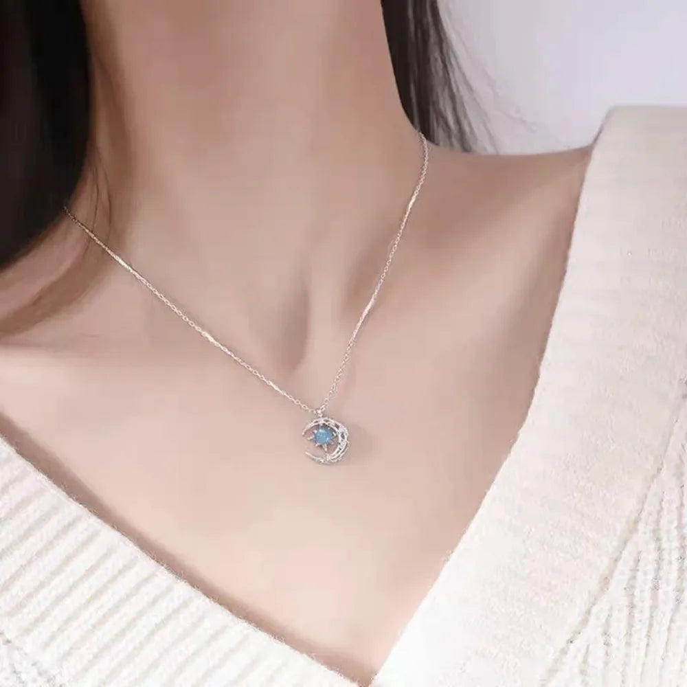 Moonstone Star Sun Moon Pendant Necklace MALAYEL