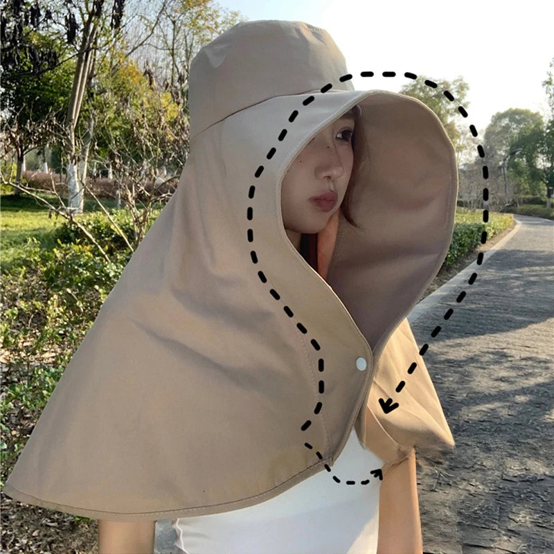 Women’s Full Face Sun Protection Hat – Outdoor Summer Sunshade & Neck Cover MALAYEL