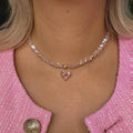 Vintage Zircon Heart Pendant Necklace MALAYEL