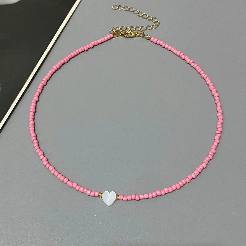 Colorful Shell Heart Choker Necklace MALAYEL