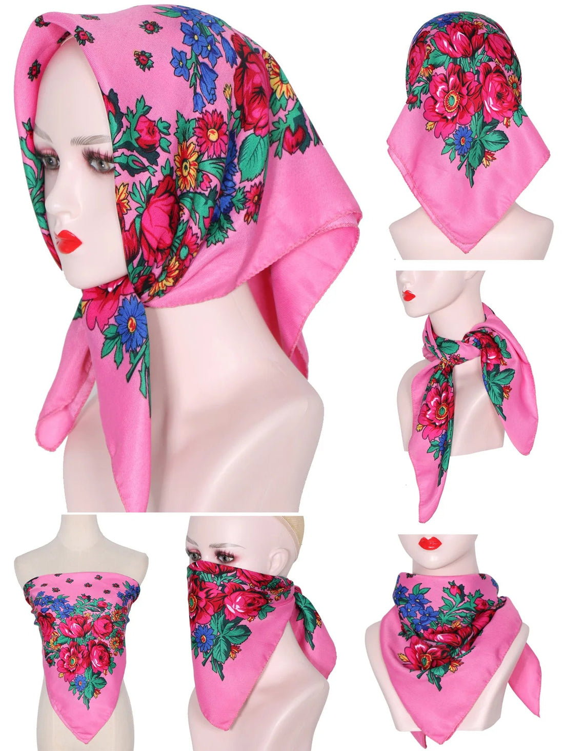 Luxury Floral Print Square Hijab & Head MALAYEL