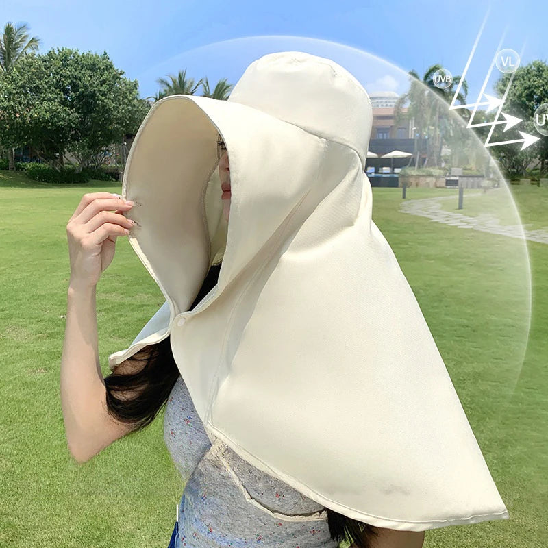 Women’s Full Face Sun Protection Hat – Outdoor Summer Sunshade & Neck Cover MALAYEL