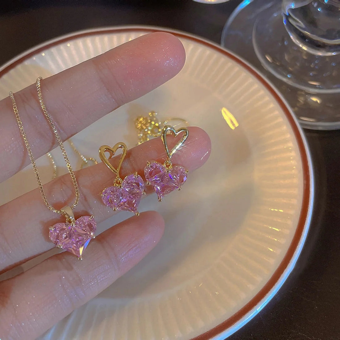 Y2K Heart-Shaped Jewelry Set MALAYEL