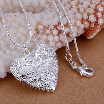 Sterling Silver Photo Frame Pendant Necklace , Women’s Fashion Jewelry MALAYEL