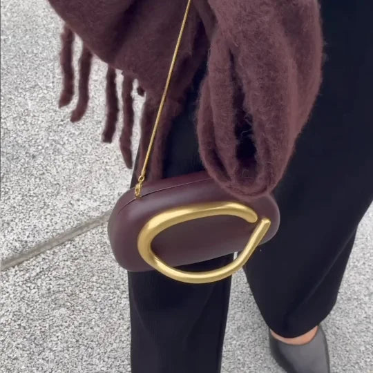Gold Metal Closure Clutch Bag for Women MALAYEL