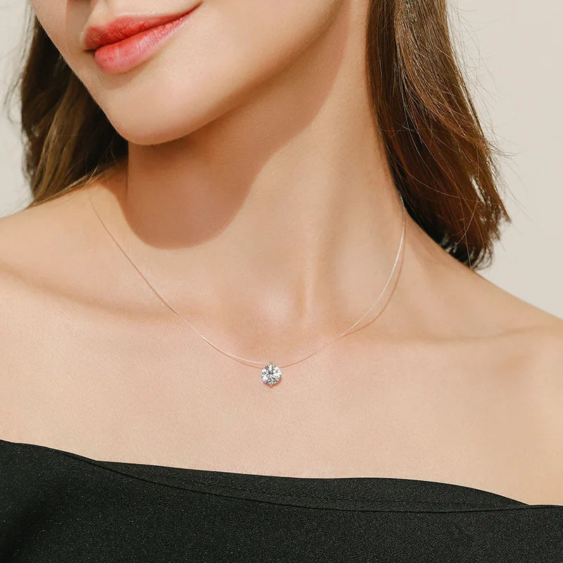 Luxury Transparent Choker with Crystal Pendant MALAYEL