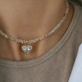 Vintage Zircon Heart Pendant Necklace MALAYEL